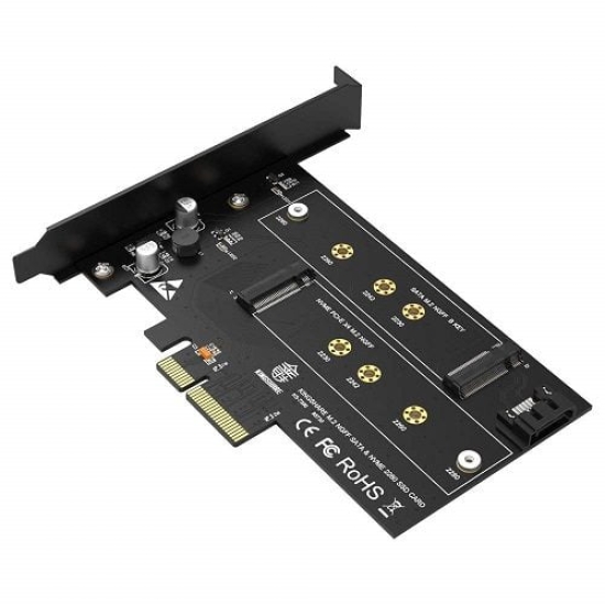 Adapter Kingshare Chuyển Đổi SSD M2 NVMe + m2 sata To PCIe 3.0 x 4 ( 2 Slot )