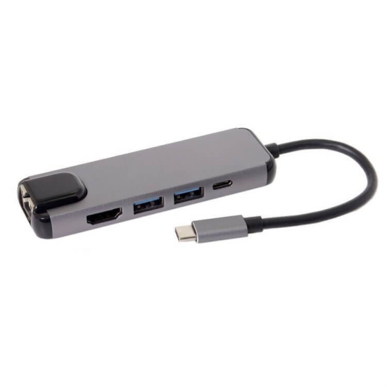 Cáp Chuyển Đổi USB Type C 5 in 1 To HDMI, RJ45, 2 x USB 3.0, USB Type C ( UC-058 )