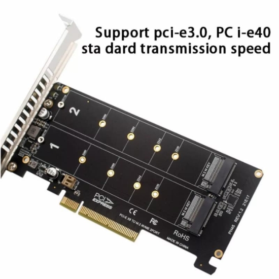 Card chuyển SSD M2 NVMe To PCIe X8 2 Slot