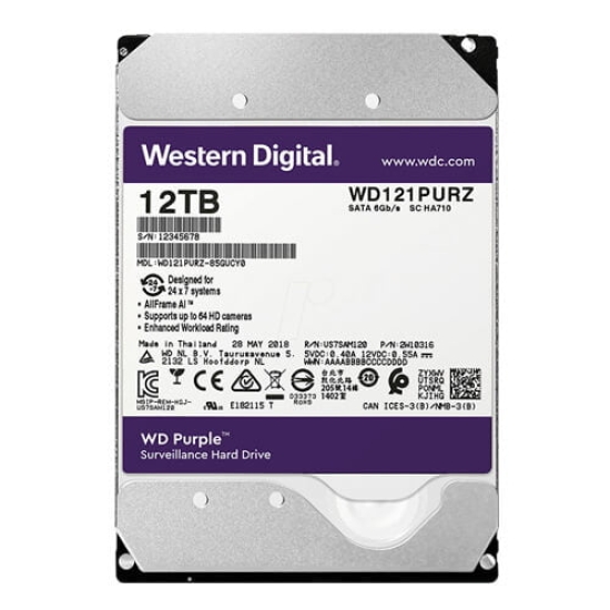 Ổ Cứng HDD WD Purple 12TB SATA 3 3.5 inch WD121PURZ