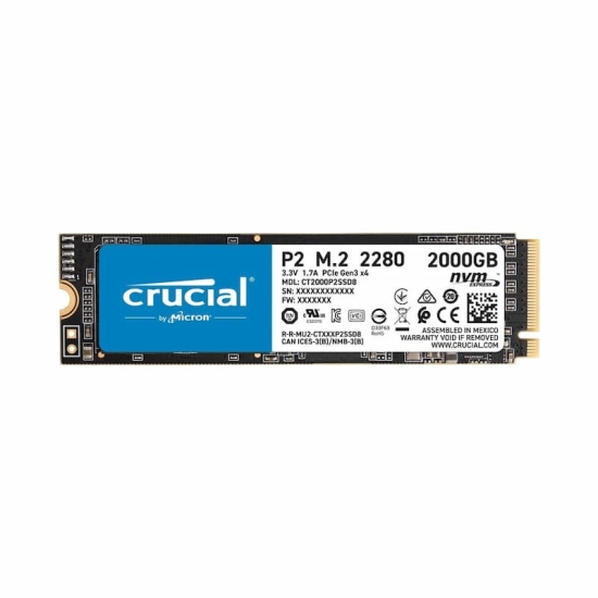 SSD Crucial P2 2TB M2 2280 3D NAND PCIe NVMe Gen 3×4 CT2000P2SSD8