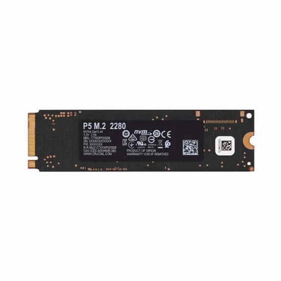 SSD Crucial P5 500GB 3D NAND M2 2280 PCIe NVMe Gen 3×4 CT500P5SSD8