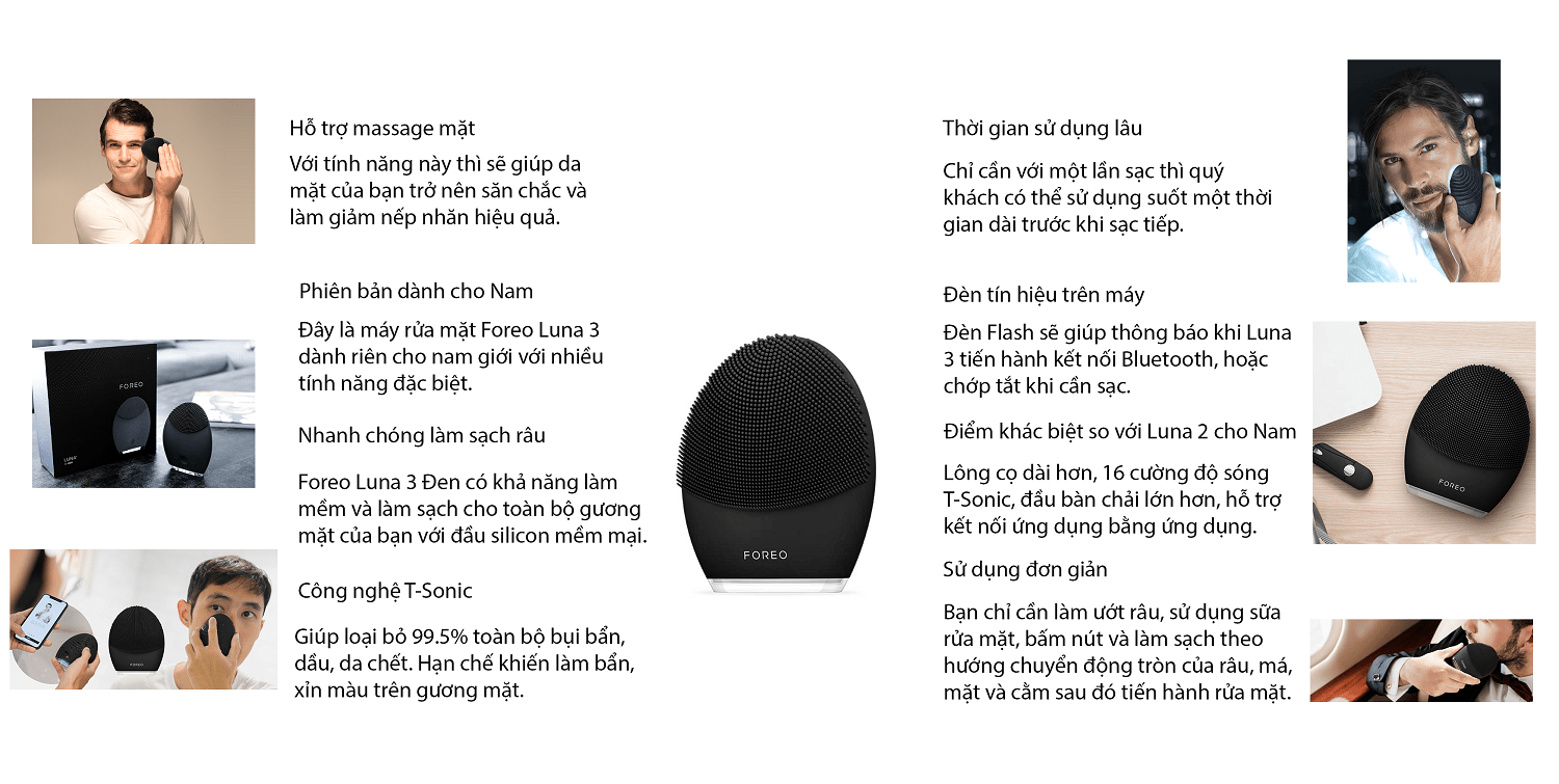 Foreo Luna 3 đen dành cho Nam